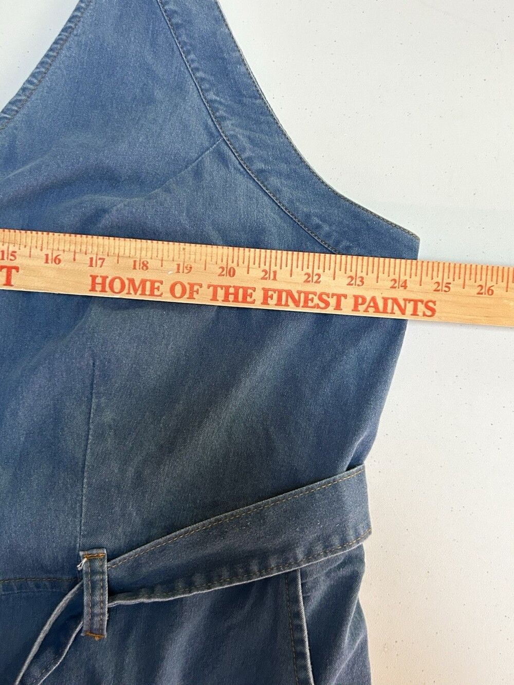 NWT Y2K Chambray Denim Jumpsuit Wide Leg Belted Utility Minimalist Plus 24 - Picture 6 of 8